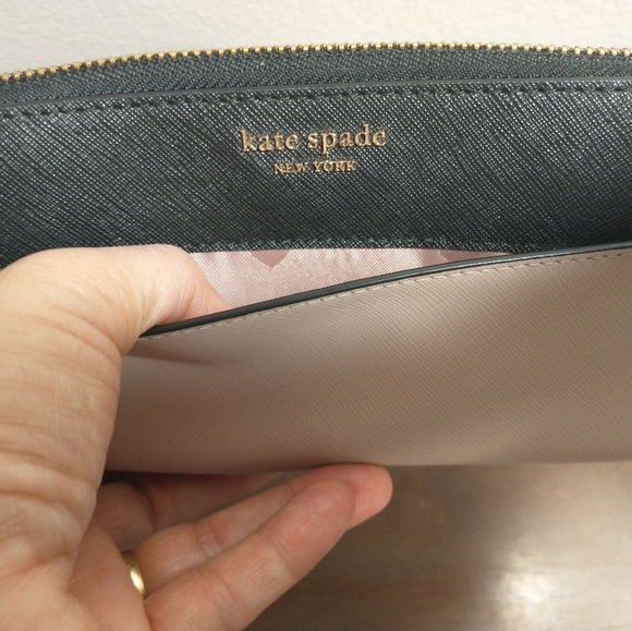 Kate Spade New York Laurel Way Neda Saffiano Leather Zip Around Wallet Tan - Picture 12 of 13